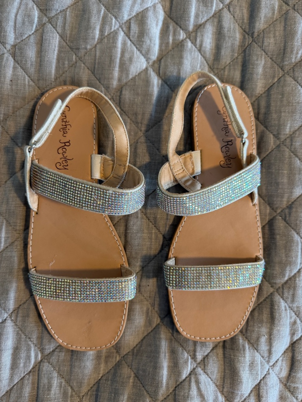Cynthia Rowley Girls' Rhinestone Strap Sandals in Silver
